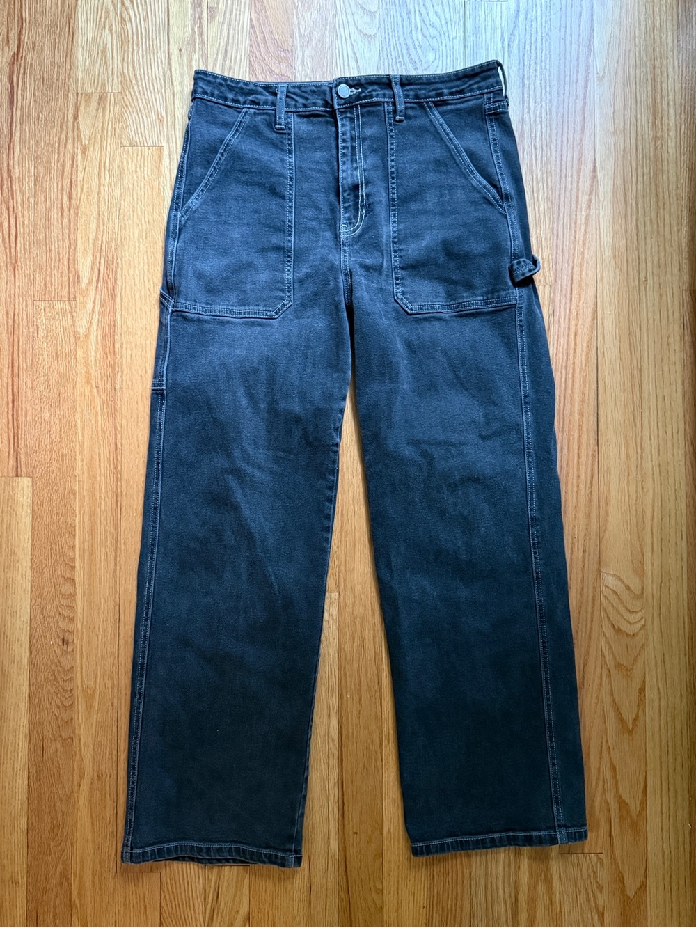 JBD Wide Leg Carpenter Pants in Black - Women's Work-Inspired Skater Style